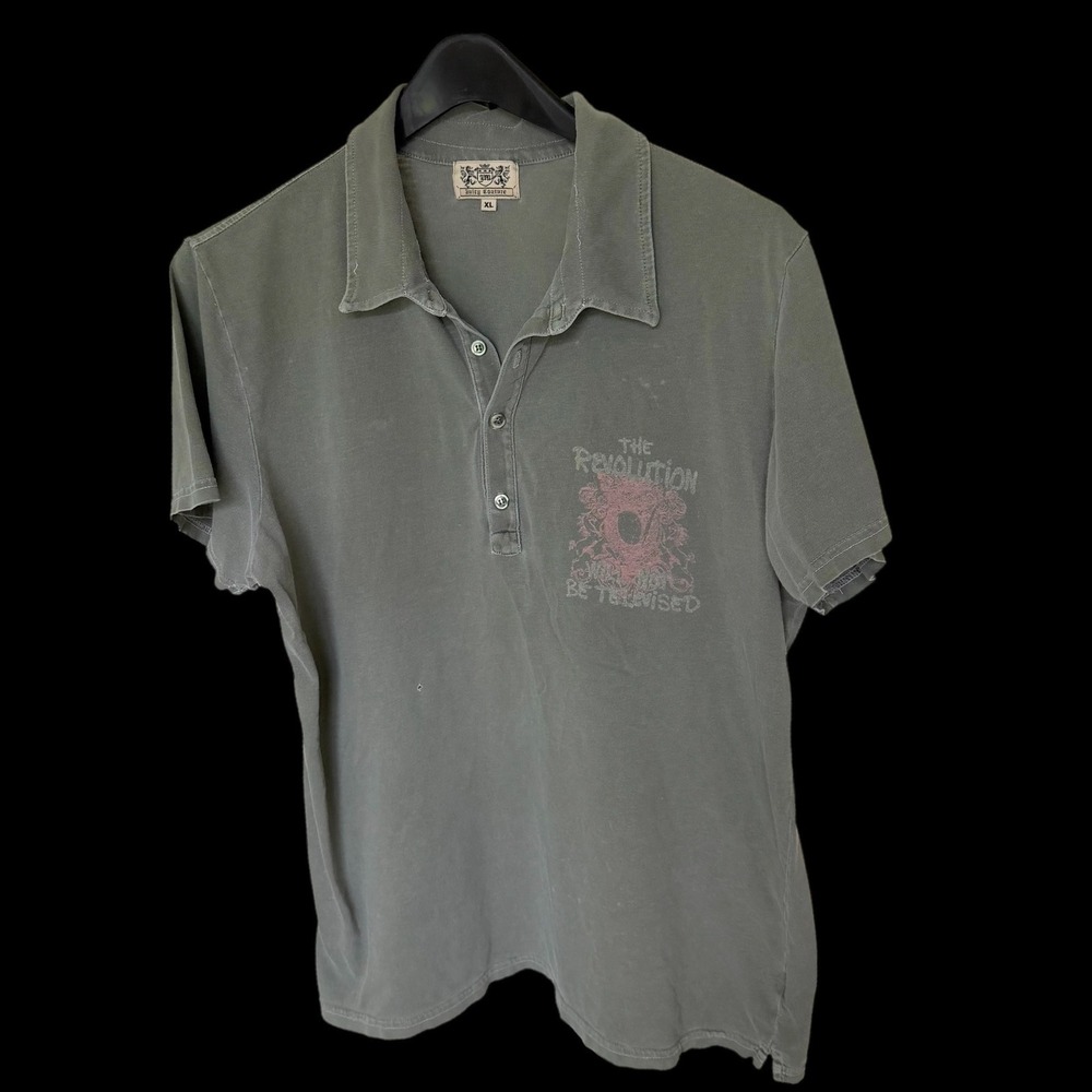 Juicy Couture Unisex Polo Shirt XL Olive Green Revolution Will Not Be Televised